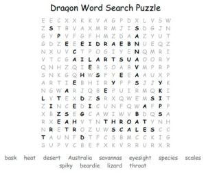 Dragon Word Search Puzzle Solution