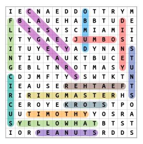 Dumbo Word Search Puzzle Solution