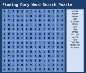 Finding Dory Word Search Puzzle