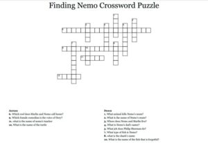 Finding Nemo Crossword Puzzle