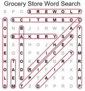Grocery Store Word Search Solution
