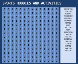 Hobbies Word Search Puzzle