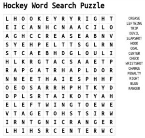 Hockey Word Search Puzzle