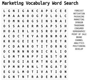 Marketing Vocabulary Word Search