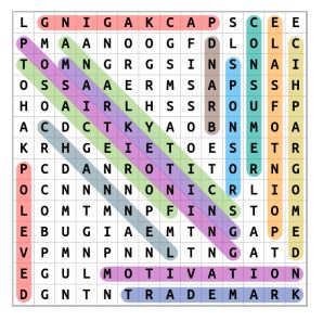 Marketing Vocabulary Word Search Solution