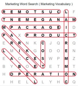 marketing Word Search Solution