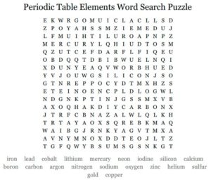 Periodic Table Elements Word Search Puzzle