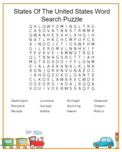 States Of The United States Word Search 