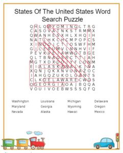 States Of The United States Word Search Solution