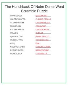 The Hunchback Word Scramble Solution