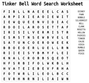 Tinker Bell Word Search Puzzle