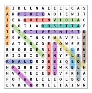 Tinker Bell Word Search Puzzle Solution