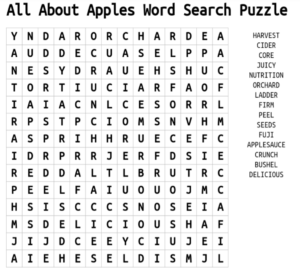All About Apples Word Search Puzzle 