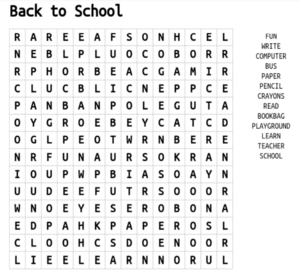 Back To School Word Search Puzzle 