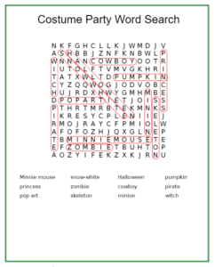 Costume Party Word Search Answers
