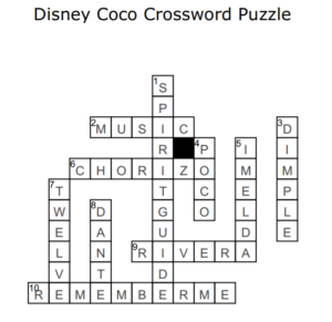 Disney Coco Crossword Puzzle Answers