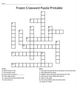Frozen Crossword Puzzle Printable