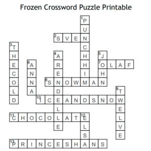 Frozen Crossword Puzzle Answers