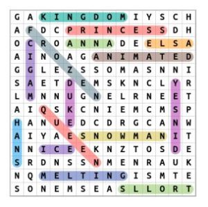 Frozen Word Search Puzzle Answers