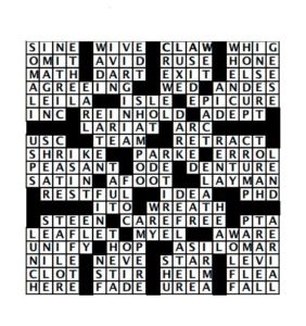 Jumbo Crossword Fill In 1 Solution