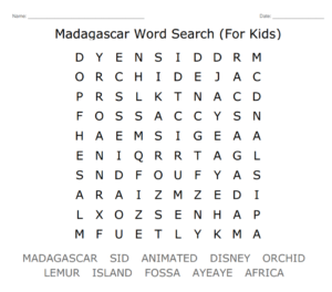 Madagascar Word Search 