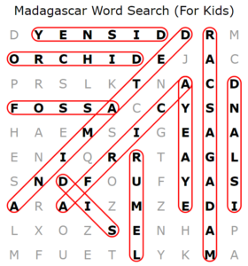 Madagascar Word Search Answers