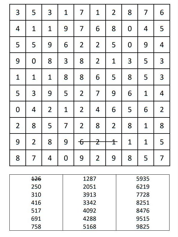 Medium number Search Puzzle 1