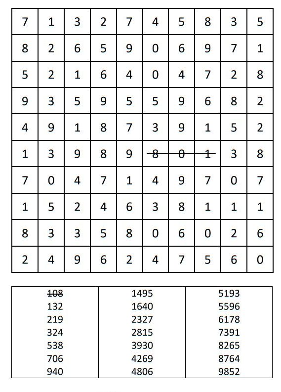 Medium Number Search Puzzle 2 