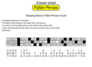 Sleeping Beauty Fallen Phrase Puzzle Answers