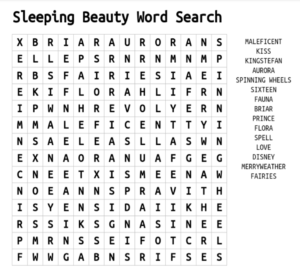 Sleeping Beauty Word Search 