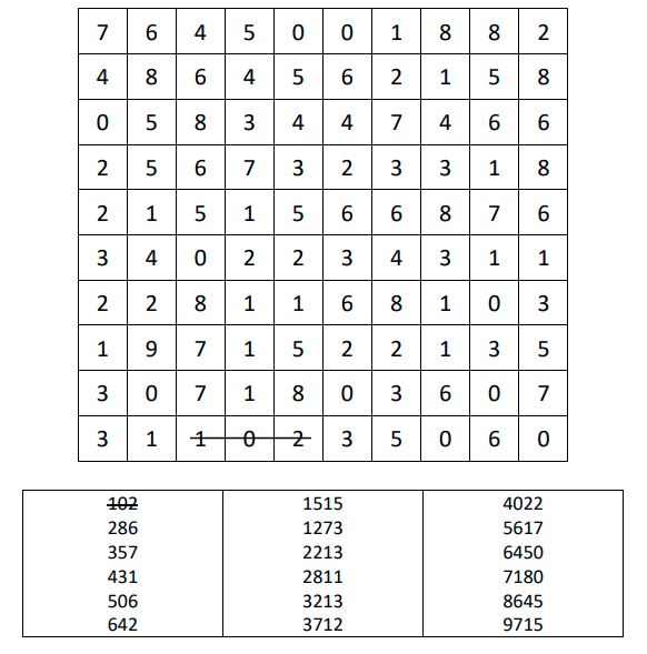 Small Number Search Puzzle