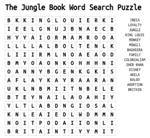 The Jungle Book Word Search Puzzle 