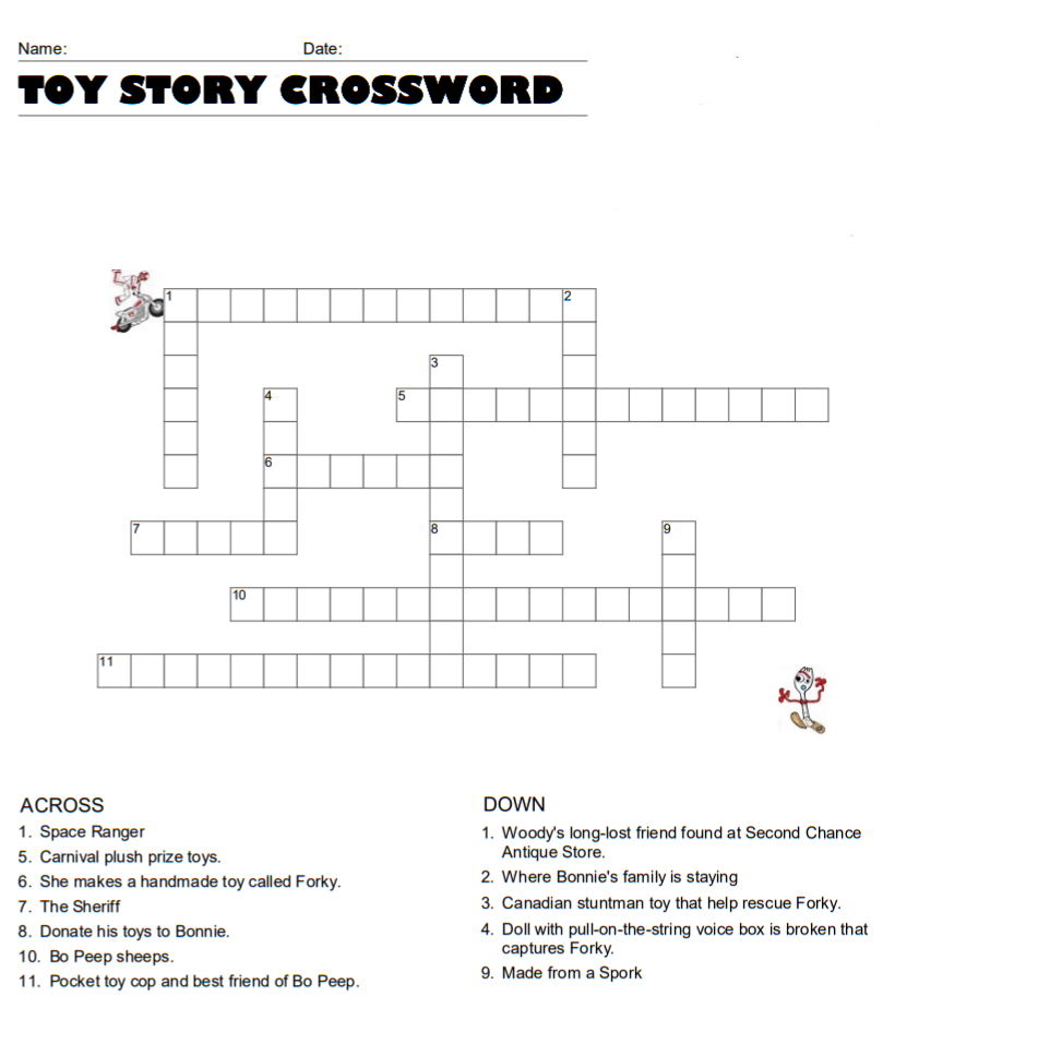 Toy Story Crossword Puzzle