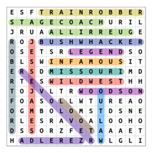 Jesse James Word Search Puzzle Answers