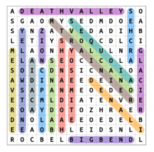 National Parks Word Search Puzzle Answers