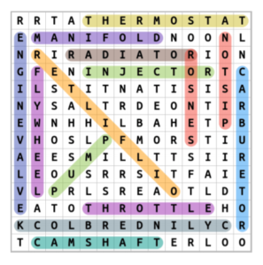Parts Of An Engine Word Search Puzzle Answers
