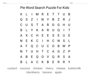 pie word search puzzle for kids