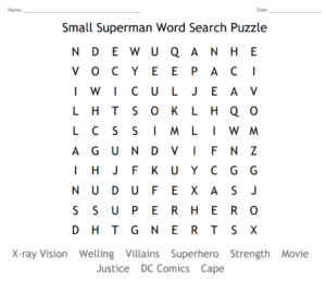 Small Superman Word Search Puzzle