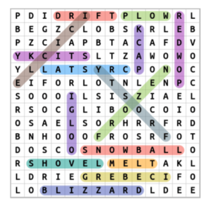 snowtime word search puzzle answers