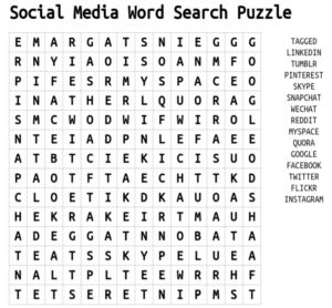Social media word search puzzle 