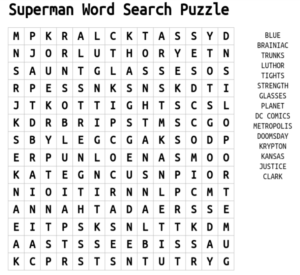 Superman Word Search Puzzle