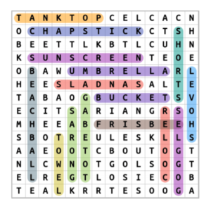Trip To The Beach Word Search Puzzle Answers