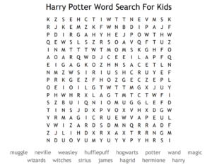 Harry Potter Word Search For Kids 