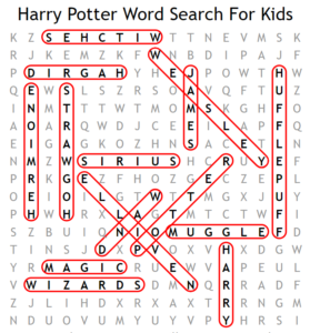 Harry Potter Word Search For Kids Answers