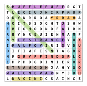 Harry Potter Word Search Answers