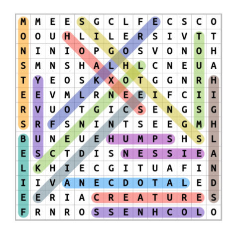Loch ness monster word search puzzle answers