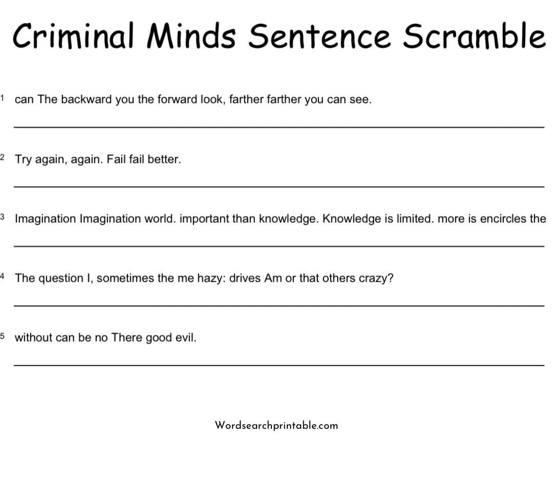 Criminal Minds Sentence Scramble