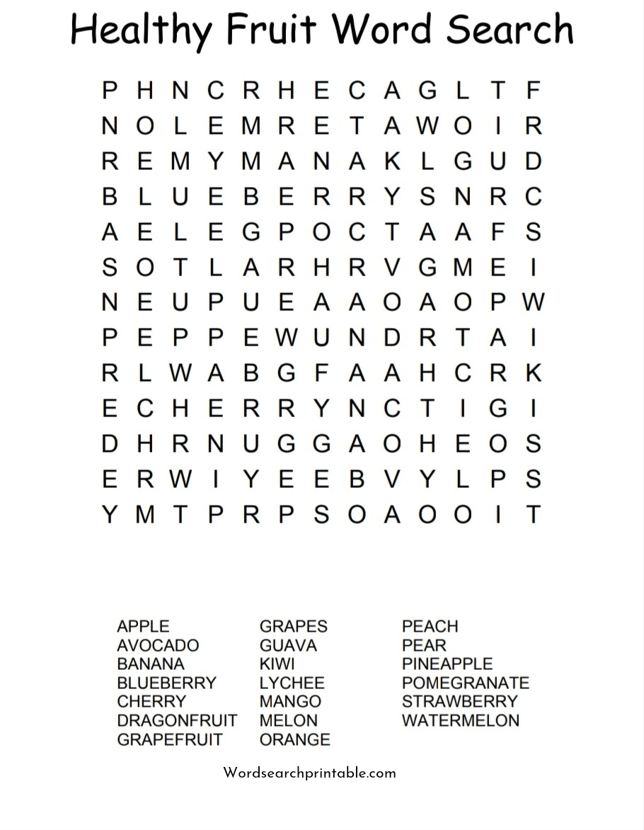 Healthy fruit word search