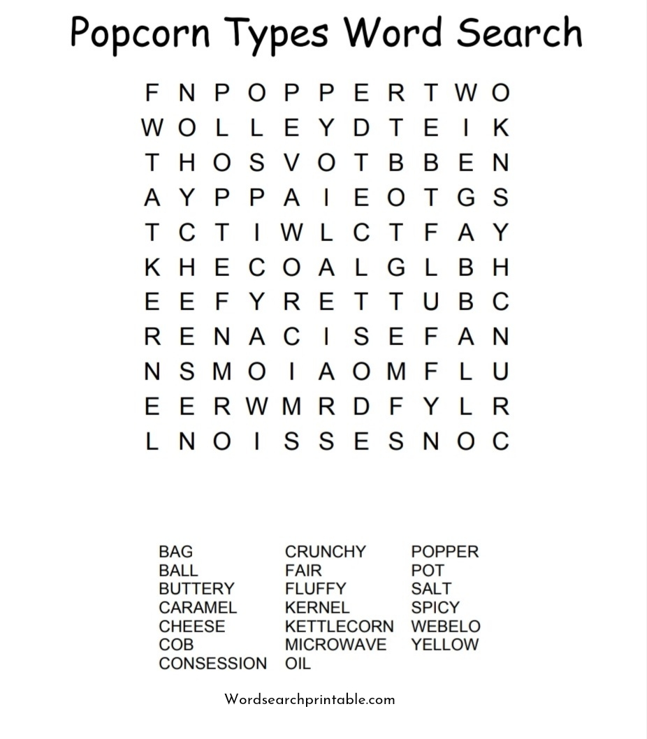 Popcorn Types Word Search
