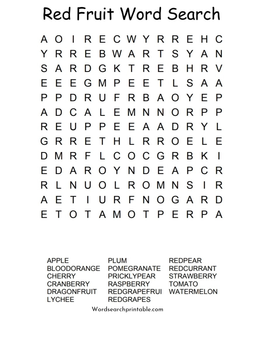 Red fruit word search